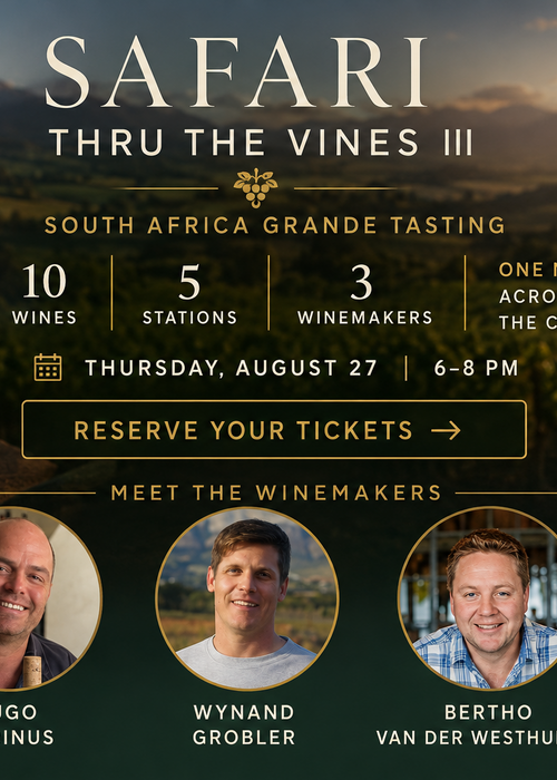 3rd Annual "SAFARI THROUGH THE VINES" - South Africa Grande Tasting Ticket - Thursday, Aug. 27, 2026 | 6-8PM