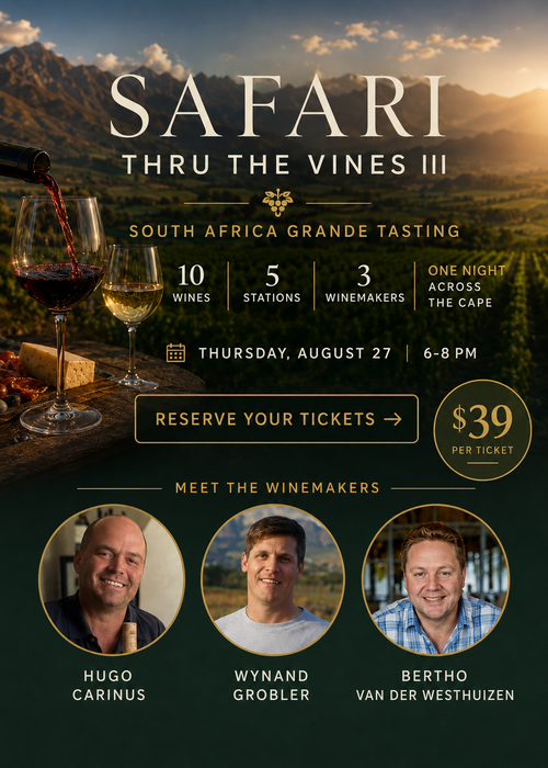 3rd Annual "SAFARI THROUGH THE VINES" - South Africa Grande Tasting Ticket - Thursday, Aug. 27, 2026 | 6-8PM