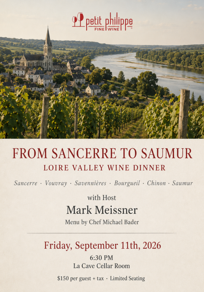 Loire Valley Wine Dinner: From Sancerre to Saumur w/Mark Meissner TICKET - Friday, September 11th, 2026 @ 6 PM