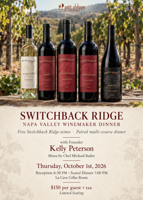 Switchback Ridge Napa Winemaker Dinner TICKET - Thursday, Oct. 1st, 2026 @ 6:30PM