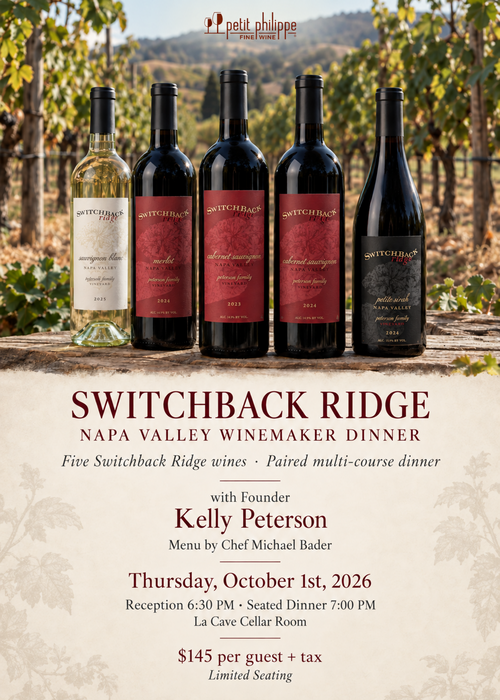 Switchback Ridge Napa Winemaker Dinner TICKET - Thursday, Oct. 1st, 2026 @ 6:30PM