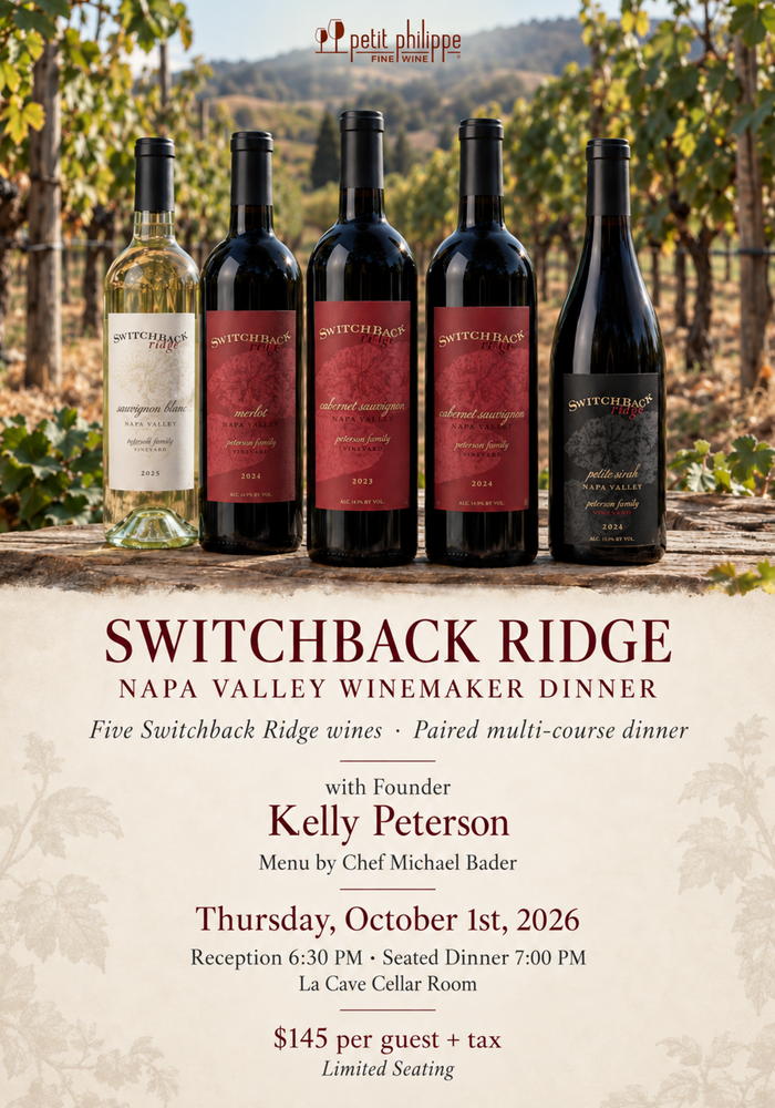 Switchback Ridge Napa Winemaker Dinner TICKET - Thursday, Oct. 1st, 2026 @ 6:30PM