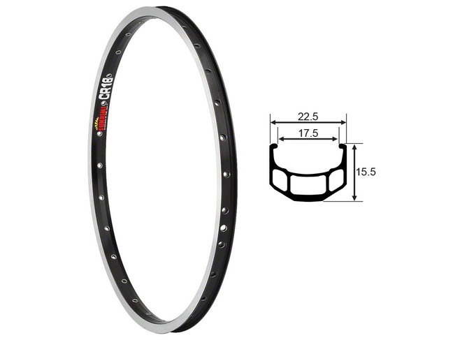 SUN RIMS JANTE SUN CR-18 700C NOIR 32T DOUBLE PAROI