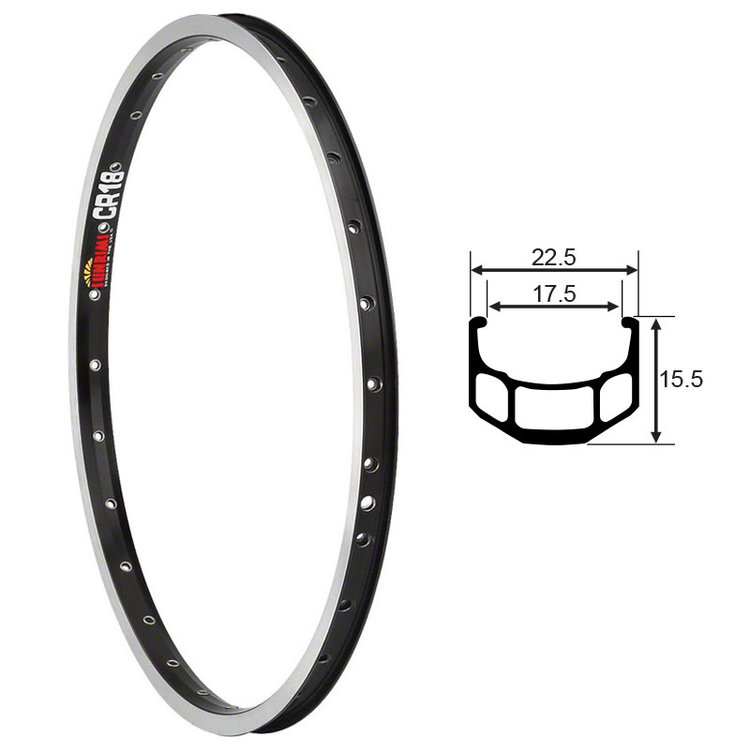 SUN RIMS JANTE SUN CR-18 700C NOIR 32T DOUBLE PAROI