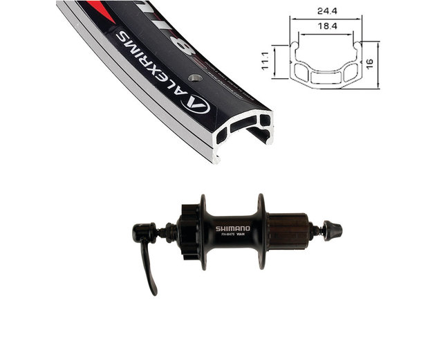 ALEXRIMS REAR WHEEL 700 BLACK, DM-18+DEORE DISC