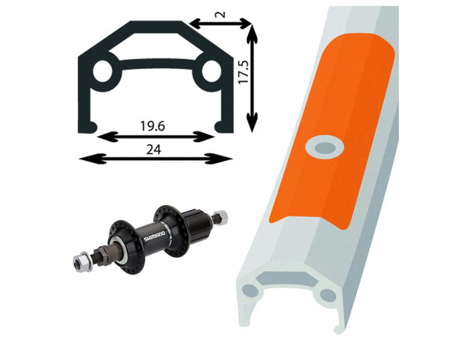 DAMCO 26" REAR WHEEL DAMCO DOUBLE SILVER 7 SPEED ALTUS