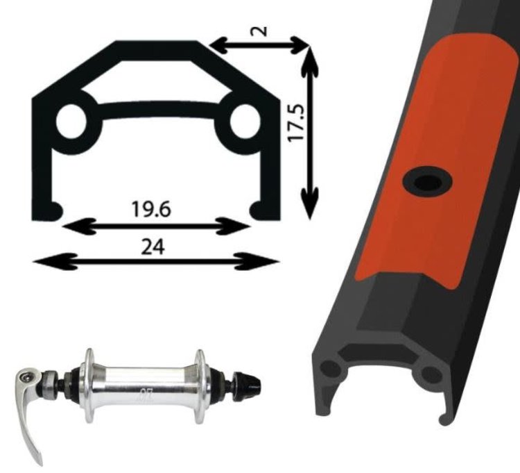 26" REAR WHEEL BLACK ALLOY (DOUBLE WALL) 7 SPEED