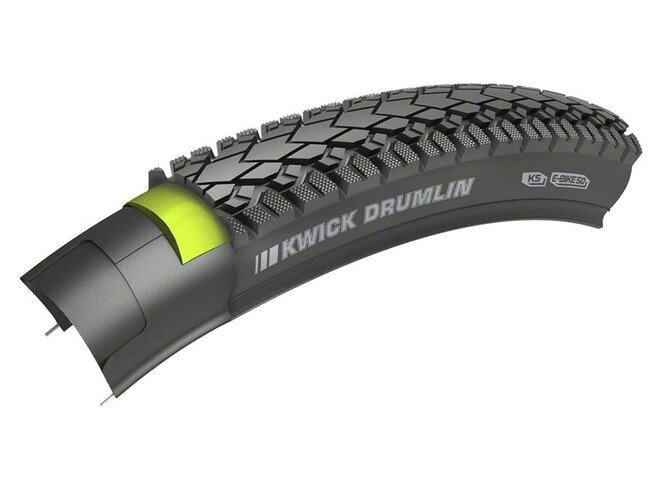 KENDA Kenda Kwick Drumlin Tire - 700 x 45, Clincher, Wire, Black/Reflective, 60tpi