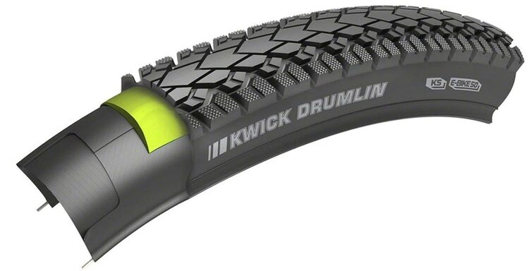 KENDA Kenda Kwick Drumlin Tire - 700 x 45, Clincher, Wire, Black/Reflective, 60tpi
