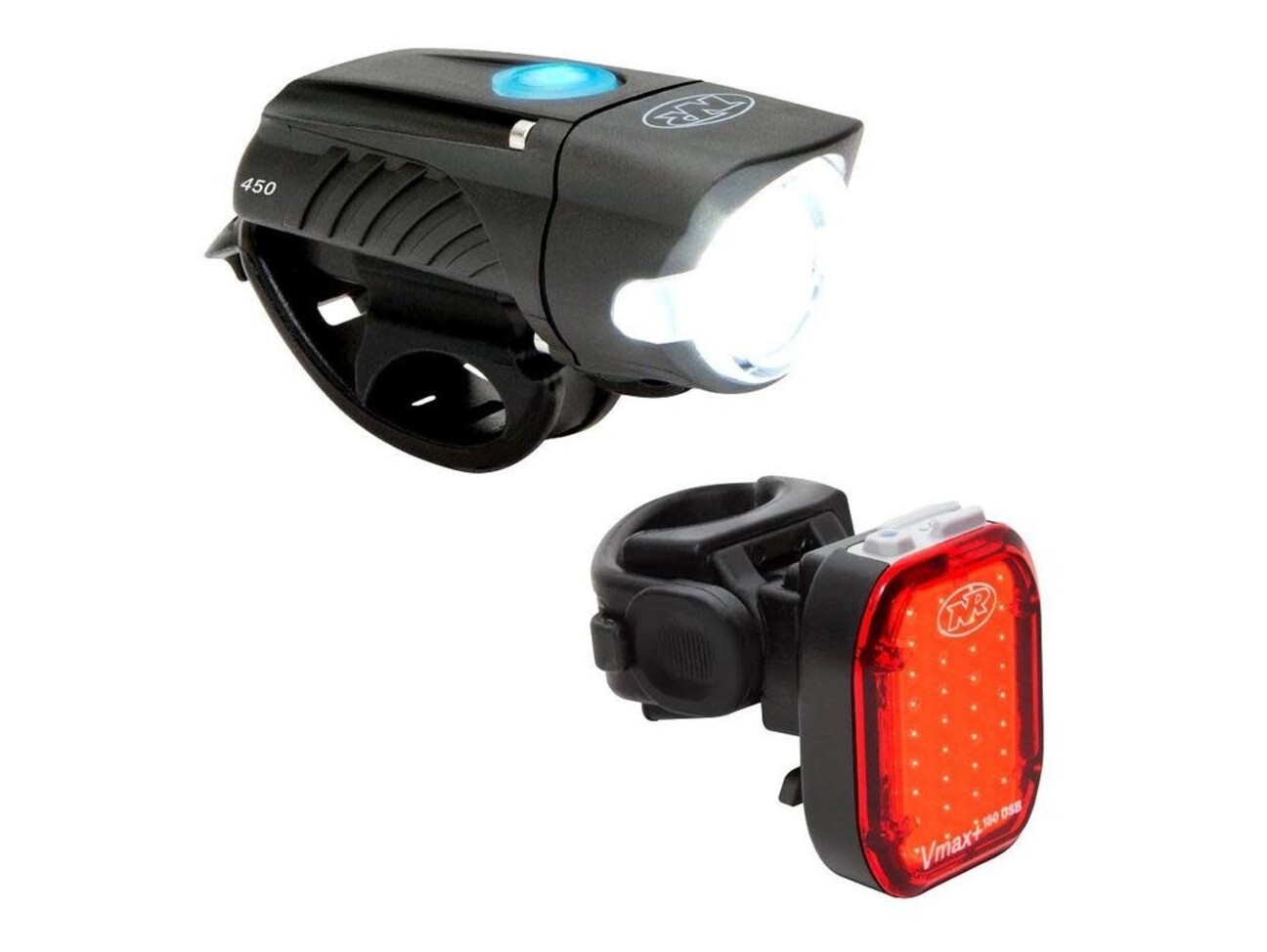 Lot 4 Lumières Vélo Avant/Arrière LED Imperméables - 3 Modes Intelligent - Ultra Visible Nuit - 2 Rouge + 2 Noir + Piles Incluses
