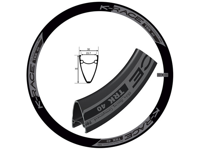 K-RACE K-Race TRK 40 – 700C E-Bike Rim, 32 Spokes, Black