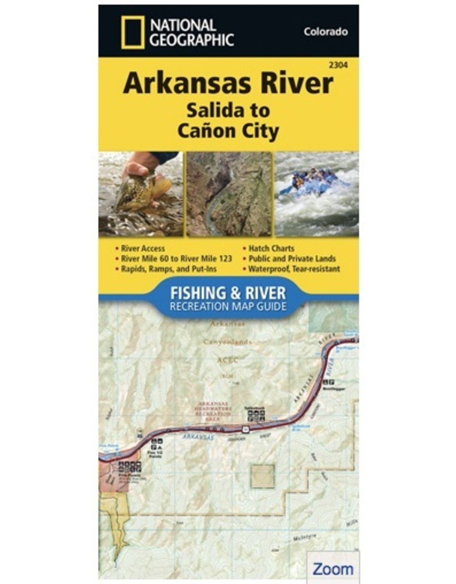 National Geographic Nat Geo Arkansas River Map (Detailed) Salida through Canon City