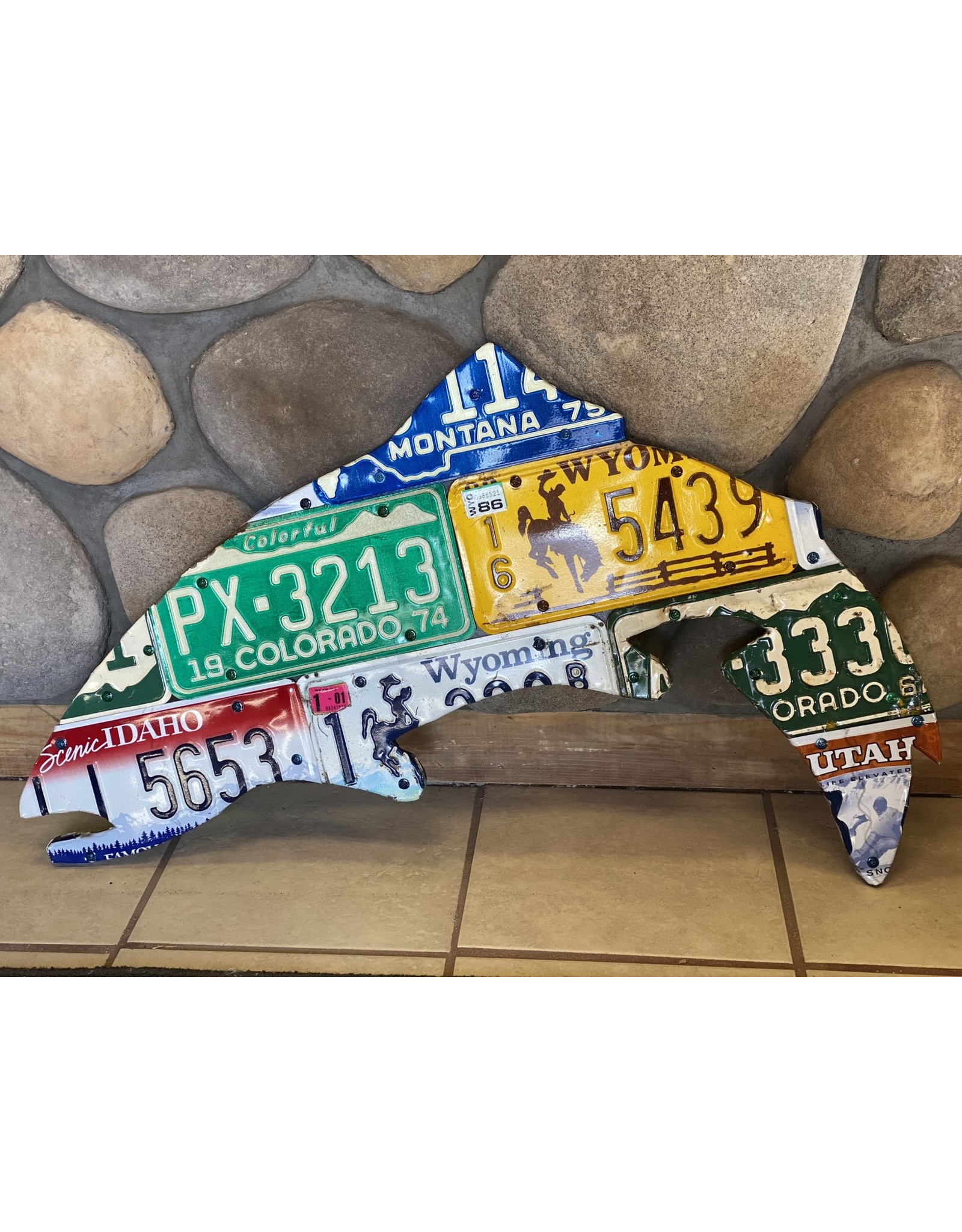 Mixed Western State Trout License Plate Art Royal Anglers