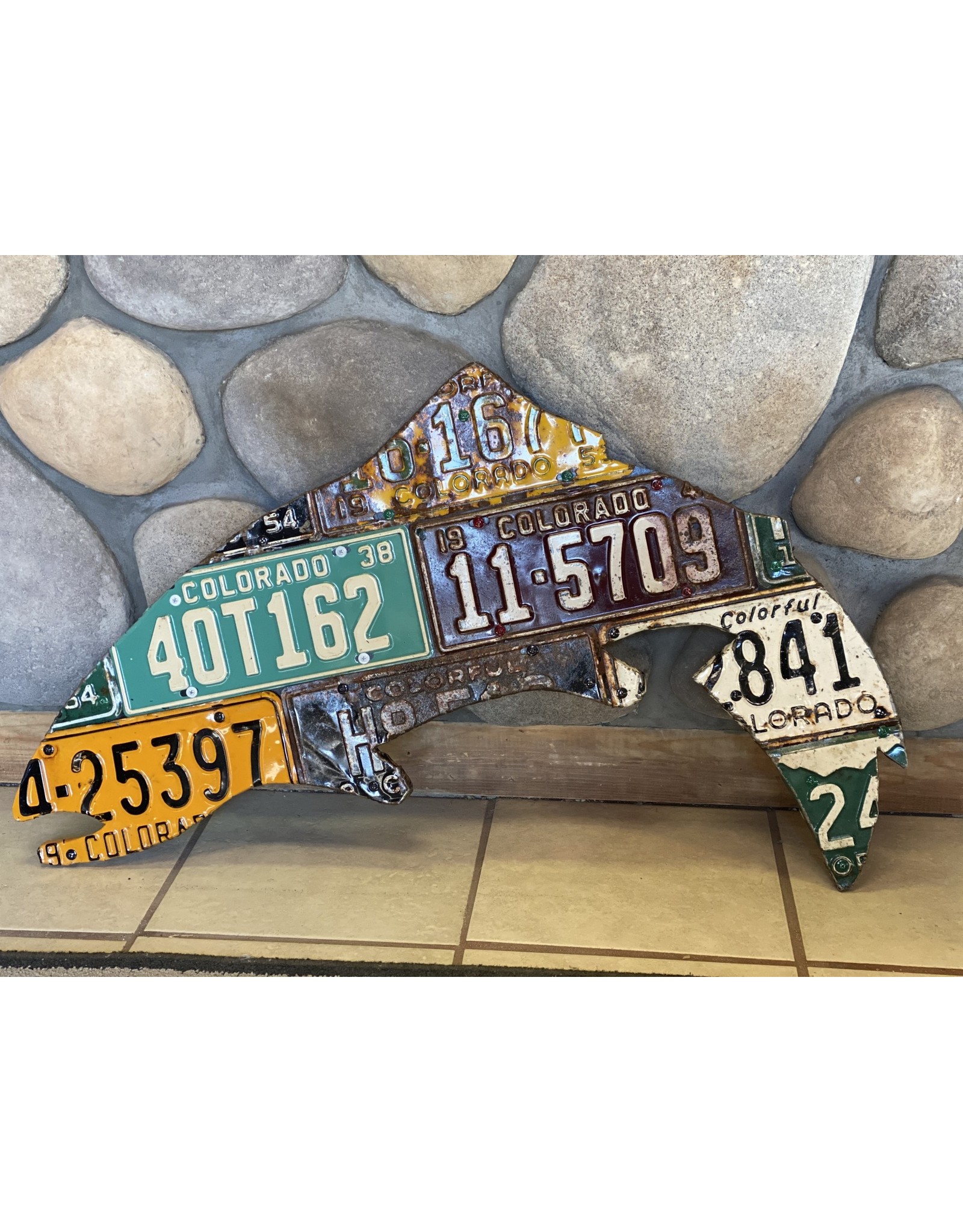 Colorado Antique Trout License Plate Art