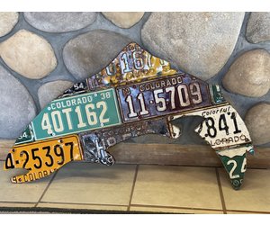 【激レア当時物・アルミ製】80s 米国製 ストリートサイン 3枚セット 証明書付 colorado-antique-trout-license