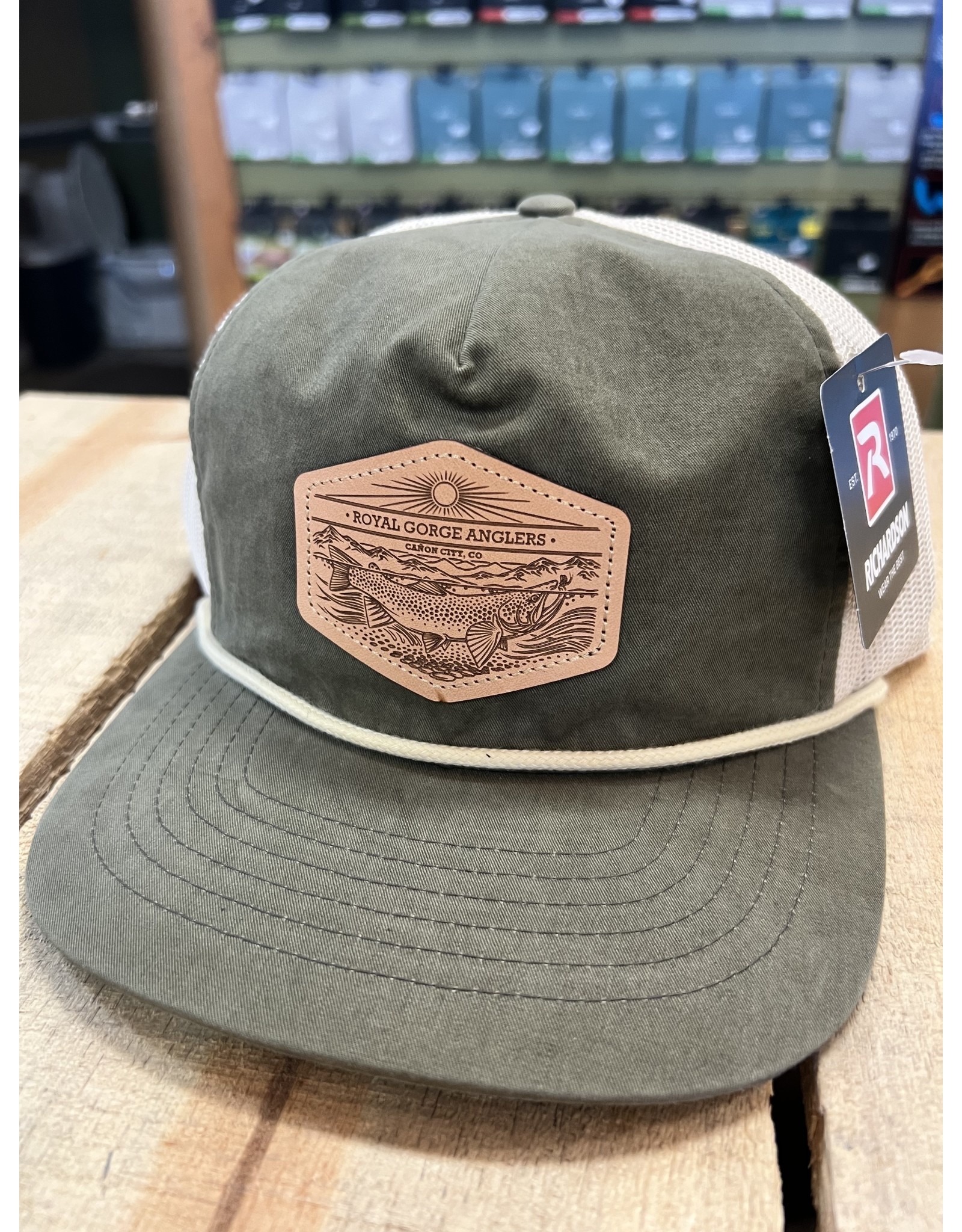 Richardson RGA Underwood Leatherpatch Relaxed Trucker (Loden/ Sand/ Cream)