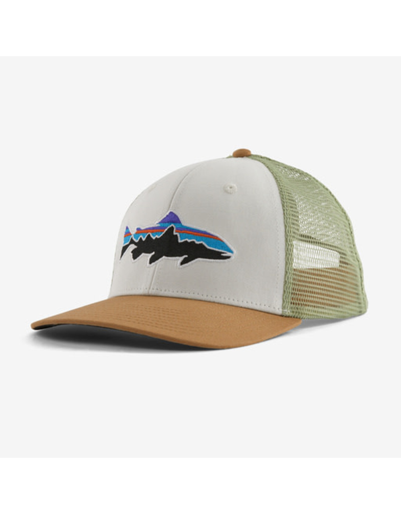 Patagonia Fitz Roy Trout Trucker Hat (White w/ Classic Tan) - Royal Gorge  Anglers
