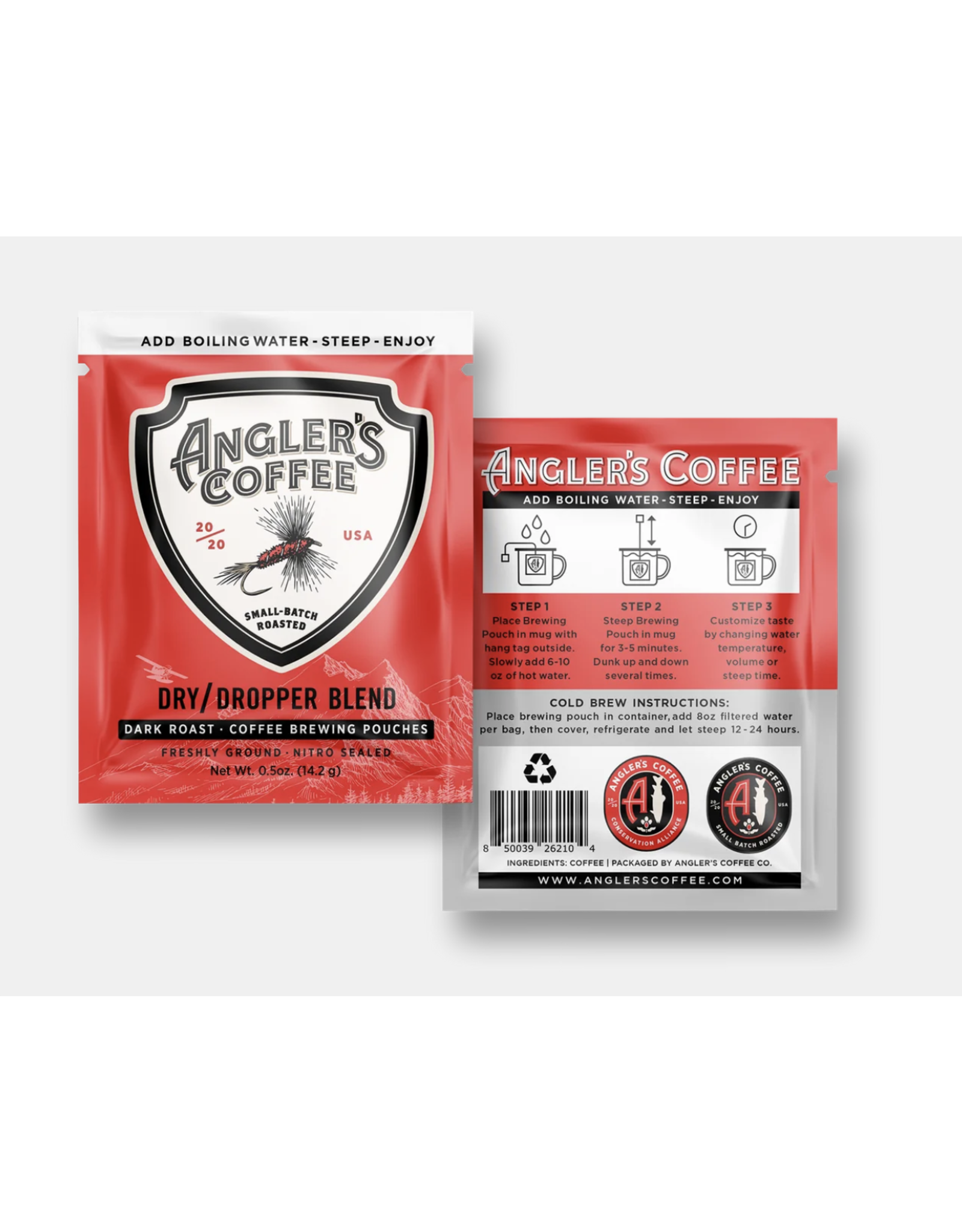 Angler's Coffee Dry/ Dropper Single Serve Fresh Brew Coffee Pouch