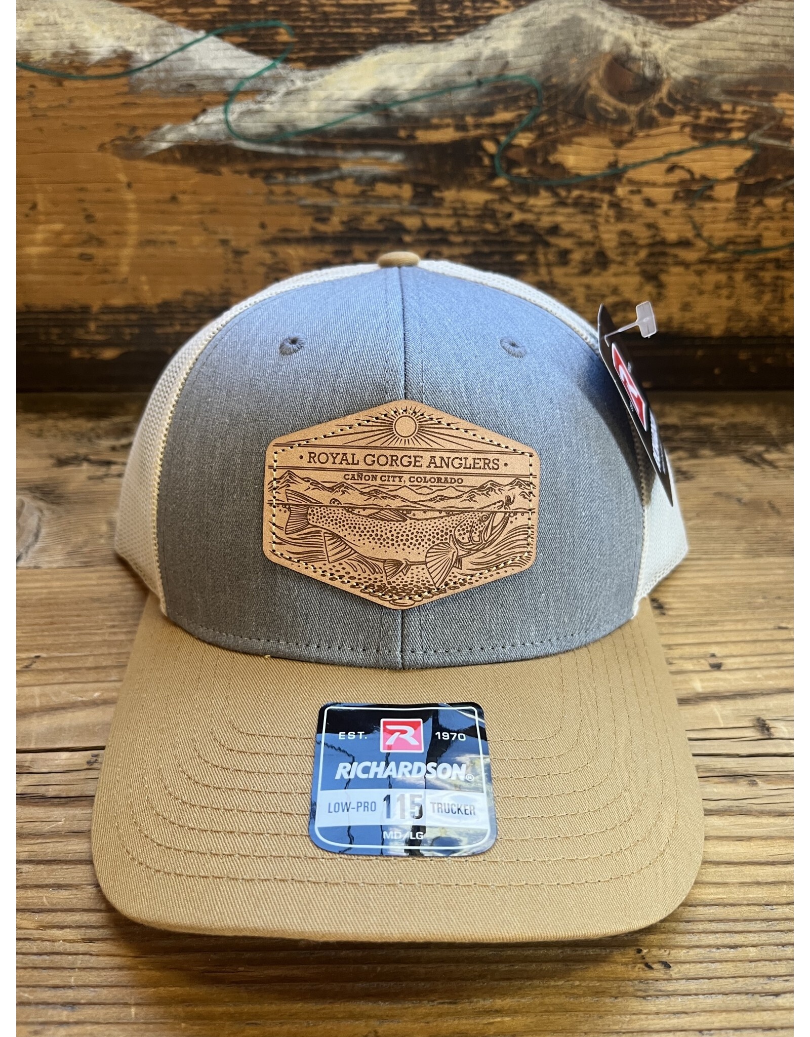 Richardson RGA Underwood Leather Patch Trucker (Heather Birch Amber)