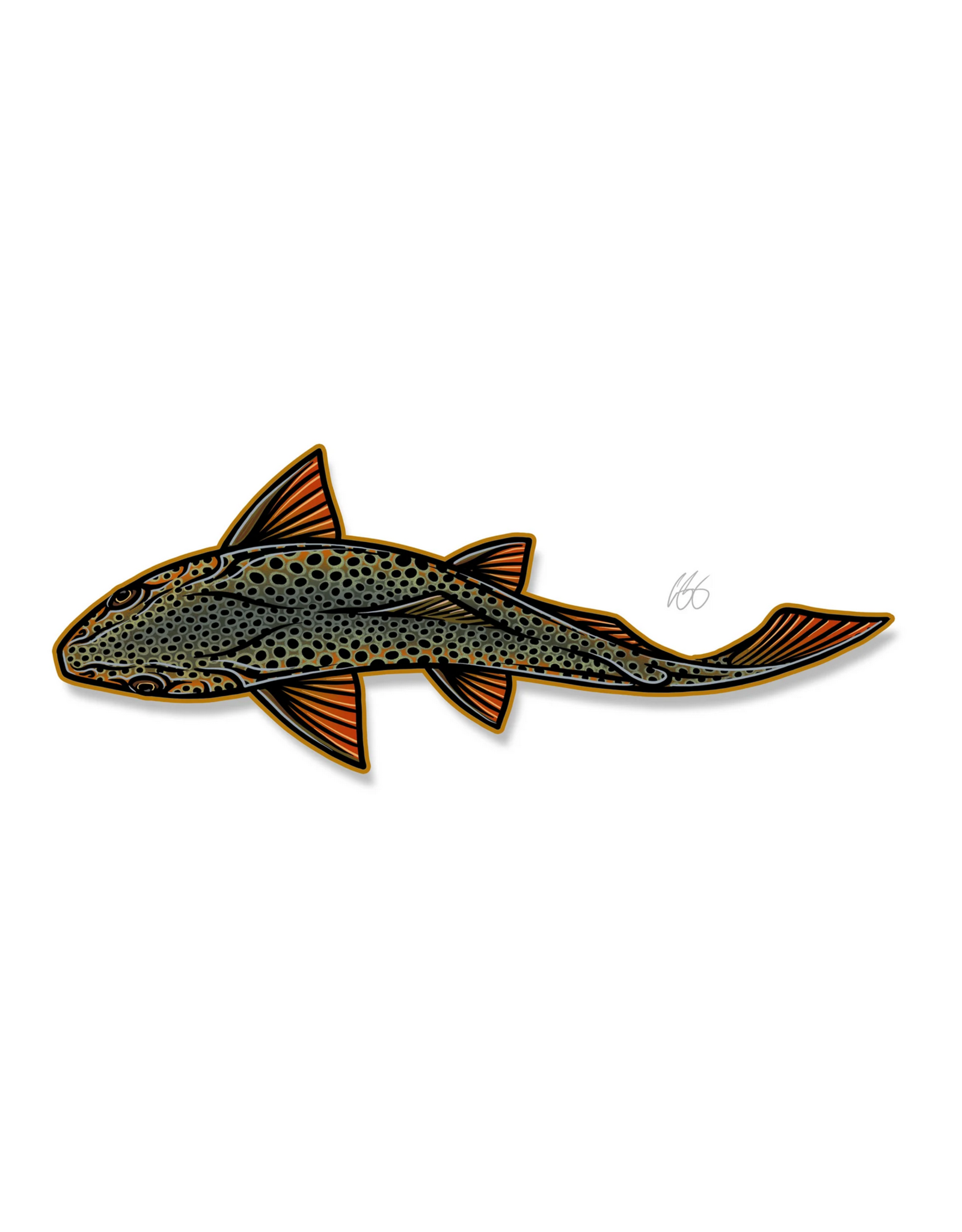 Casey Underwood Casey Underwood Swimming Brown Trout Sticker