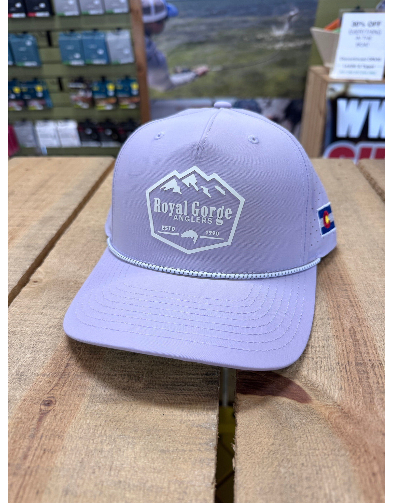 Richardson RGA Trout & Mountain Silicone Patch Performance Trucker (Lilac/ Grey Rope)