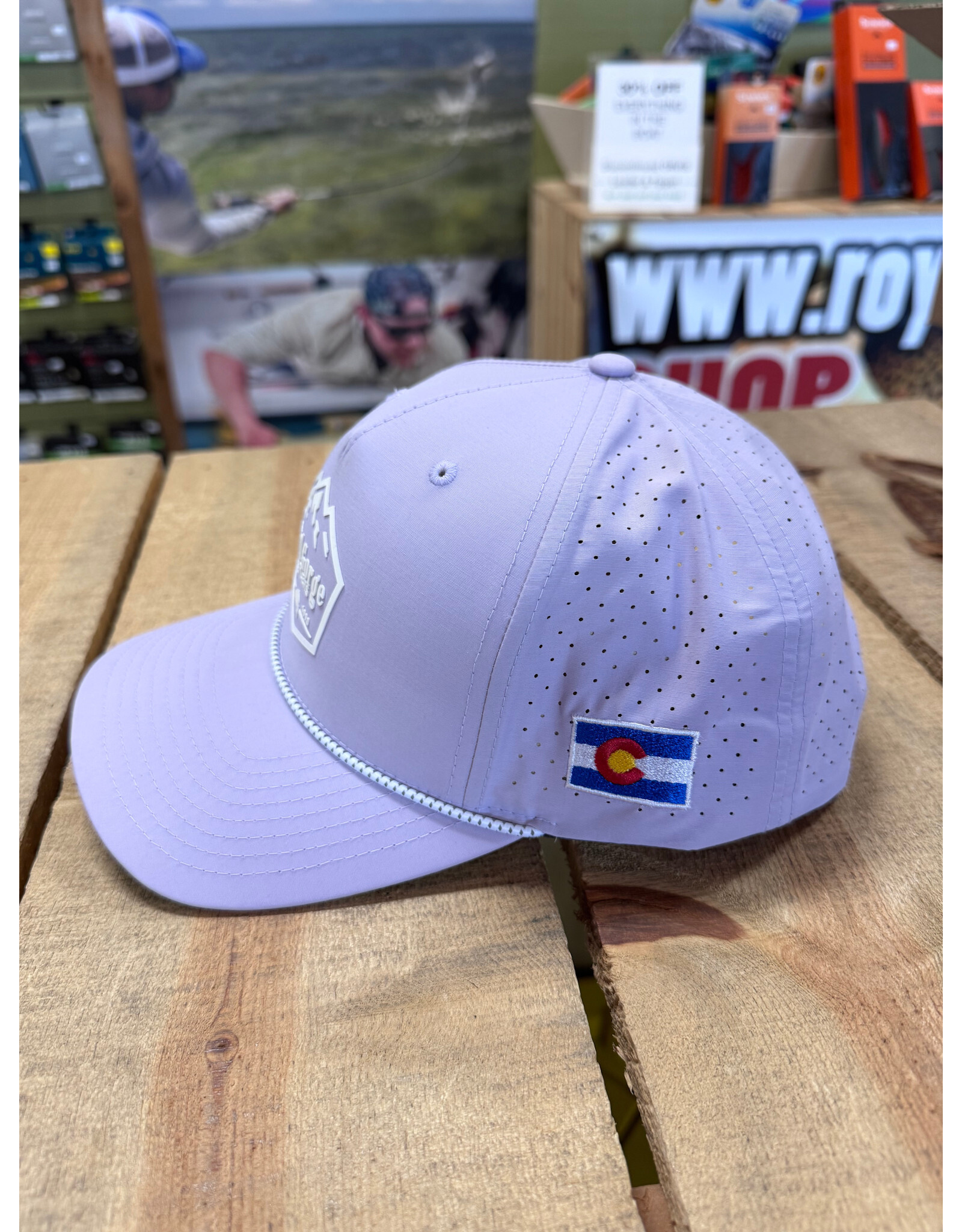 Richardson RGA Trout & Mountain Silicone Patch Performance Trucker (Lilac/ Grey Rope)