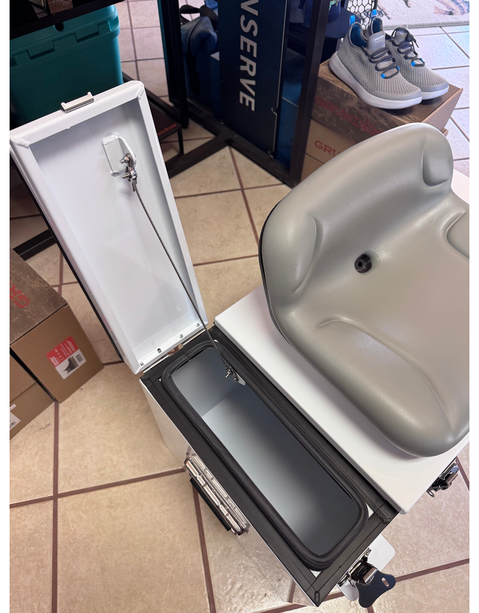 Riocraft Rio Craft Dual Lid Dry Box w/ Low Back Padded Seat (32" L X 16" W X 16" H)