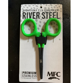 Montana Fly Company MFC River Steel 5" Forcep (Hot Grip- Chartreuse)