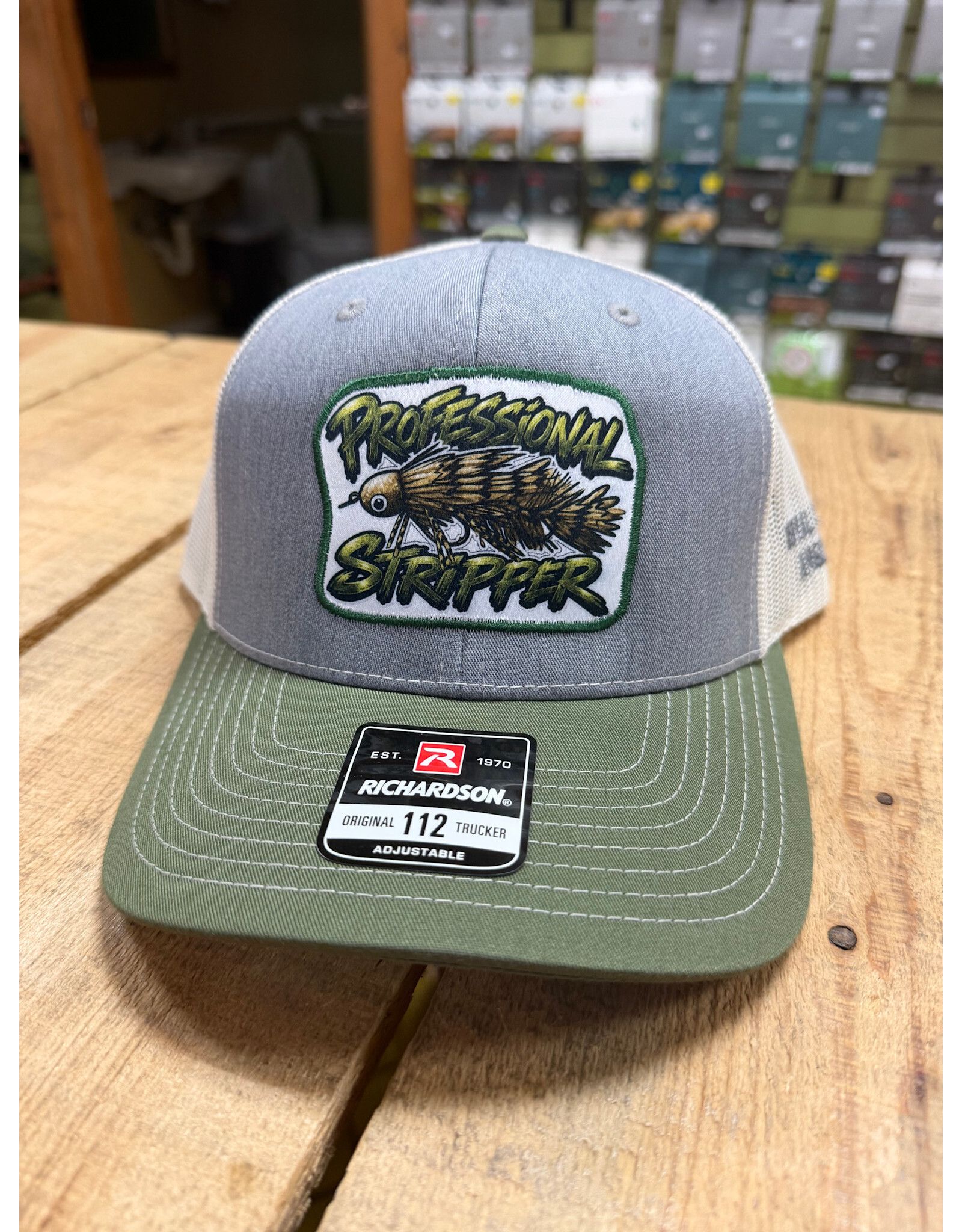 Richardson RGA "Professional Stripper" Trucker Hat (Heather Grey/ Birch/ Army Olive)