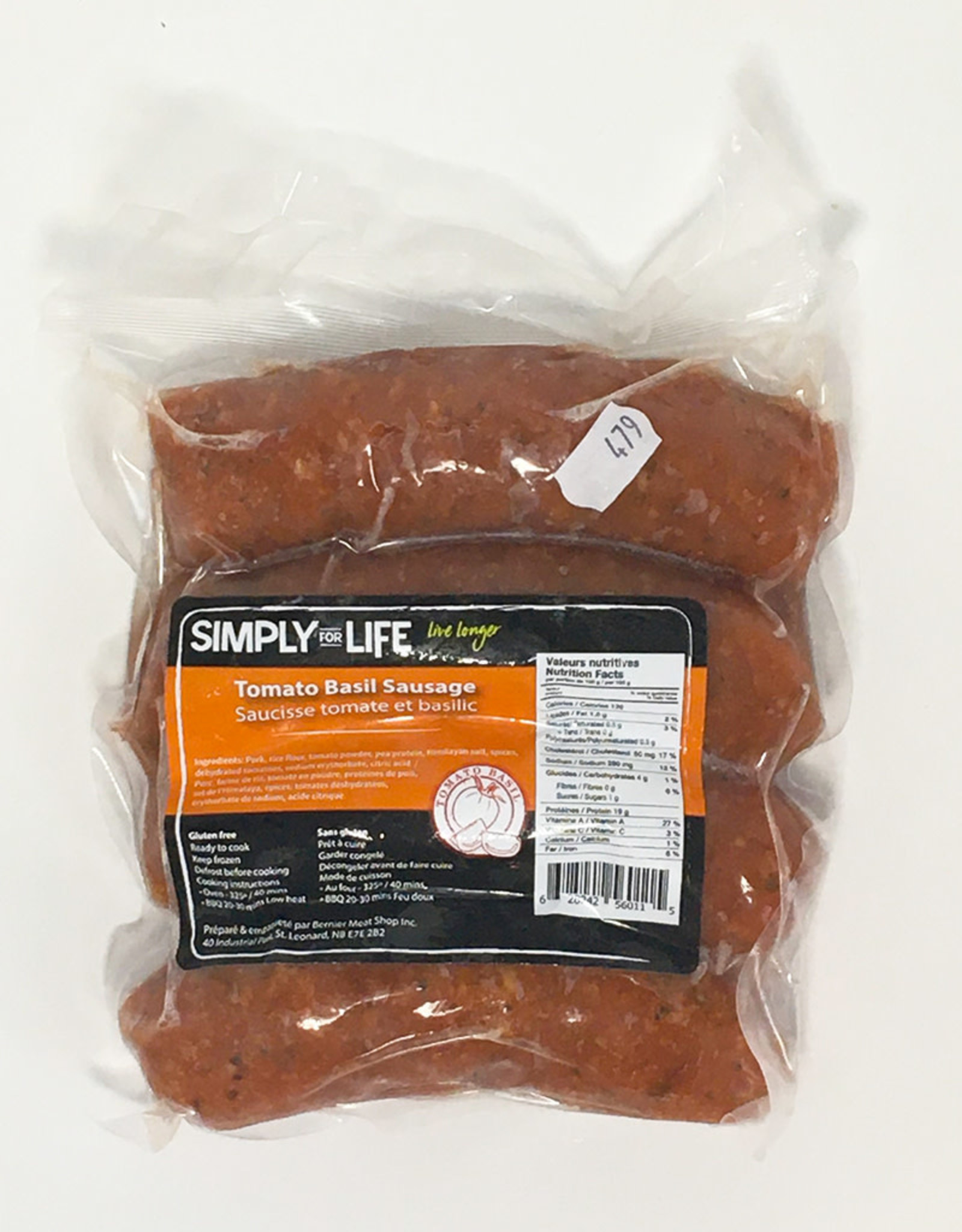 Simply For Life Simply For Life - Saucisses de Porc, Tomates & Basilic (400g)