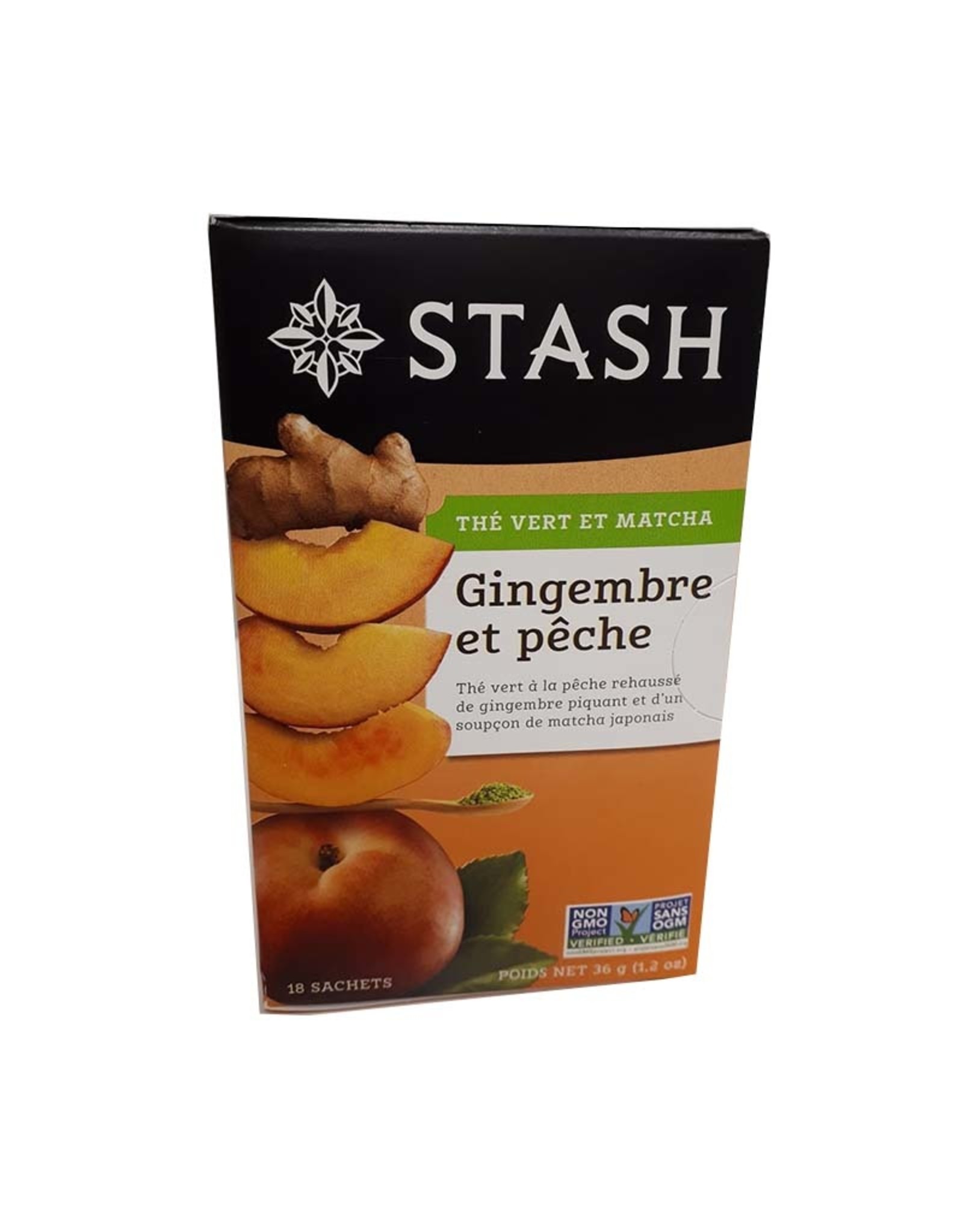Stash Tea Stash Tea - Thé Vert et Matcha, Gingembre et Pêche (18scts)