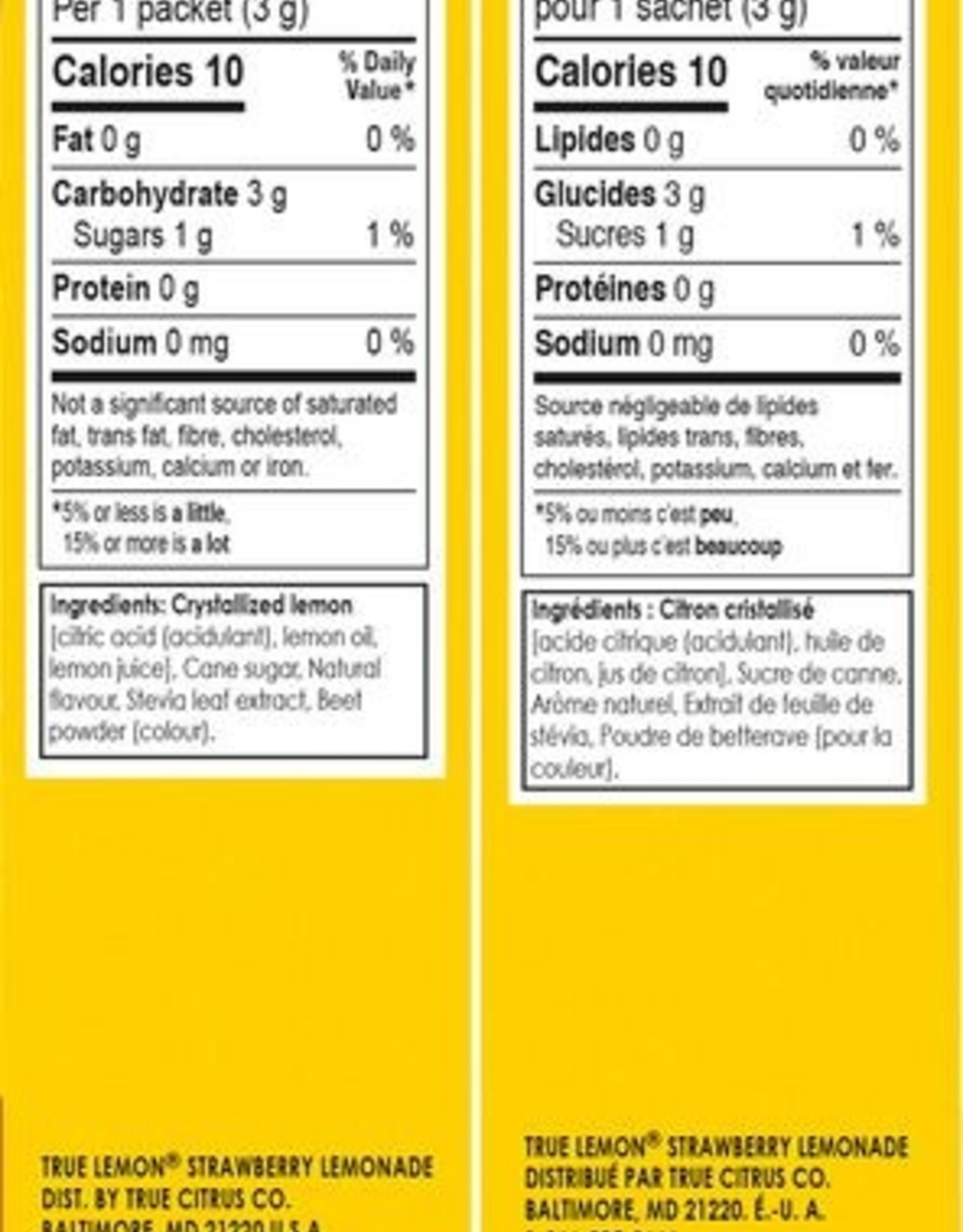 True Citrus True Citrus - True Lemon, Limonade Aux Fraises (10pk)