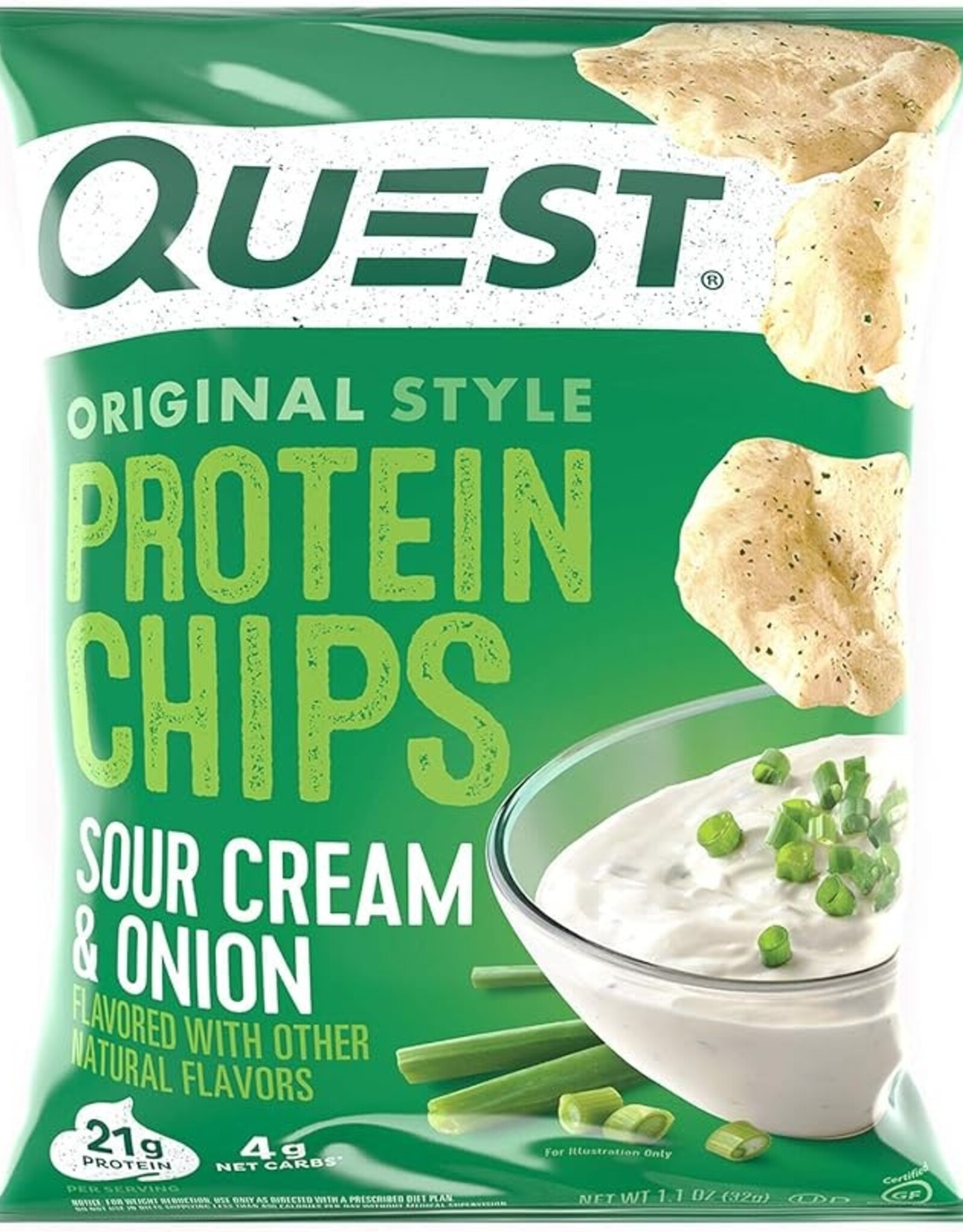Quest - Croustilles Protéinées, Creme Sur et Oignon (32g)