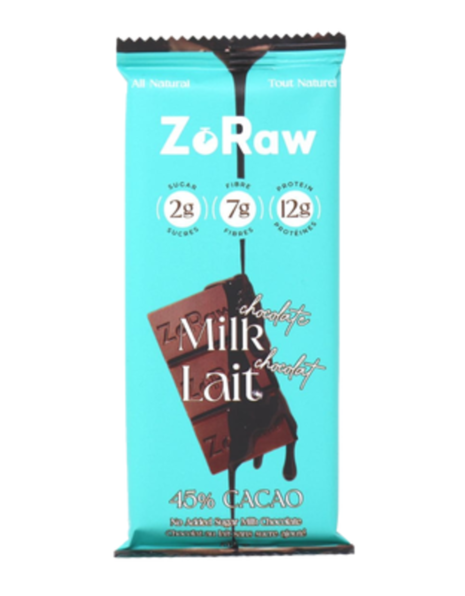 Zoraw Zoraw - Barre de Chocolat Keto et Protéinée, Au Lait (52g)