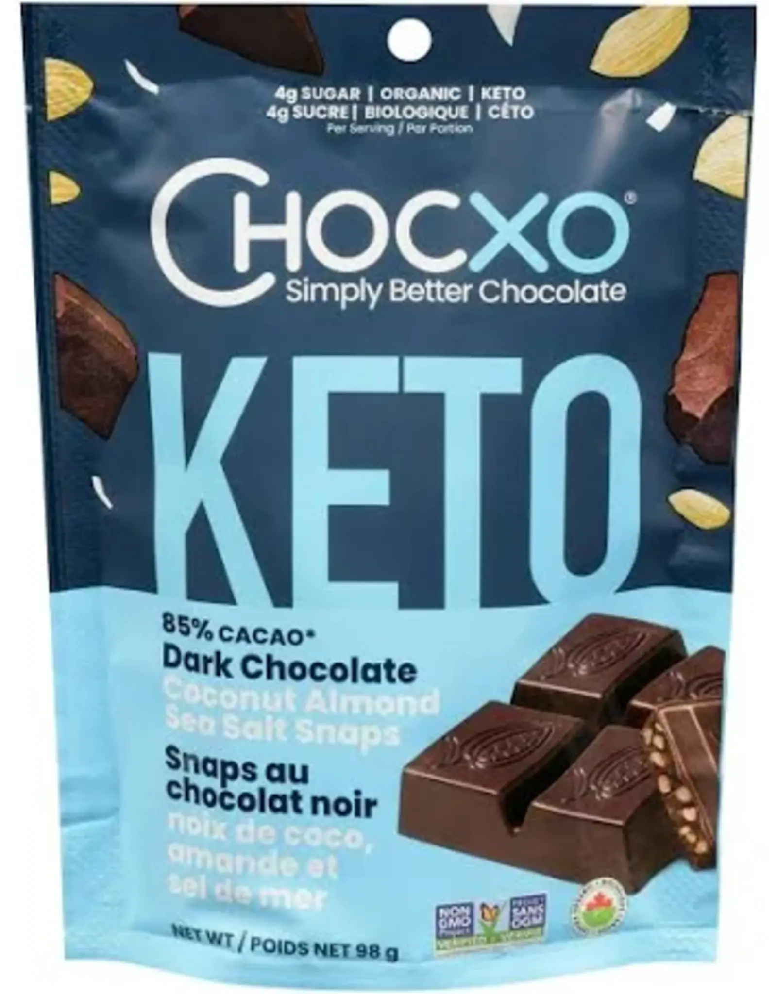 ChocXO Chocxo - Chocolat Noir, Amandes et Sel de Mer (98g)