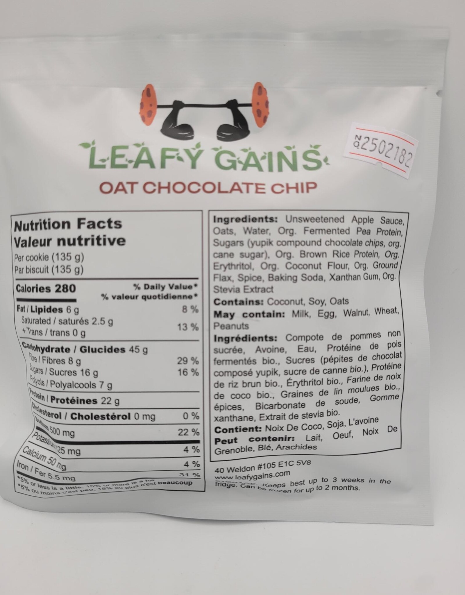 Leafy Gains Leafy Gains - Avoine et Brisure de Chocolat (135g)