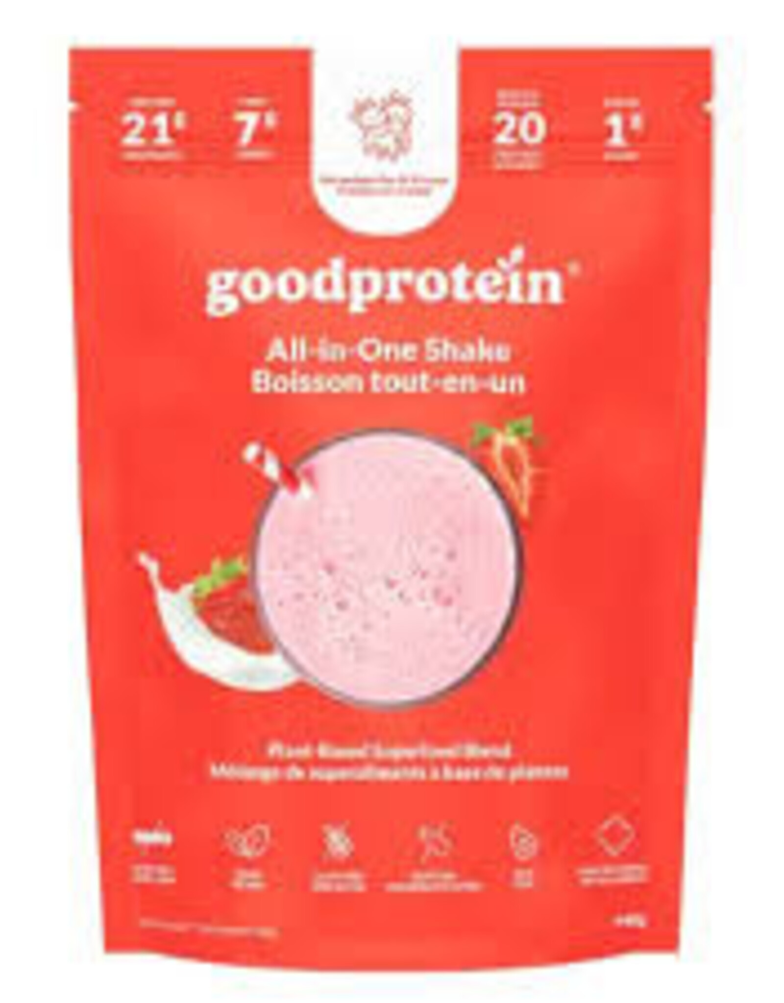 Good Protéine Good Protein - Poudre de protéine, Fraise et Crème(440g)