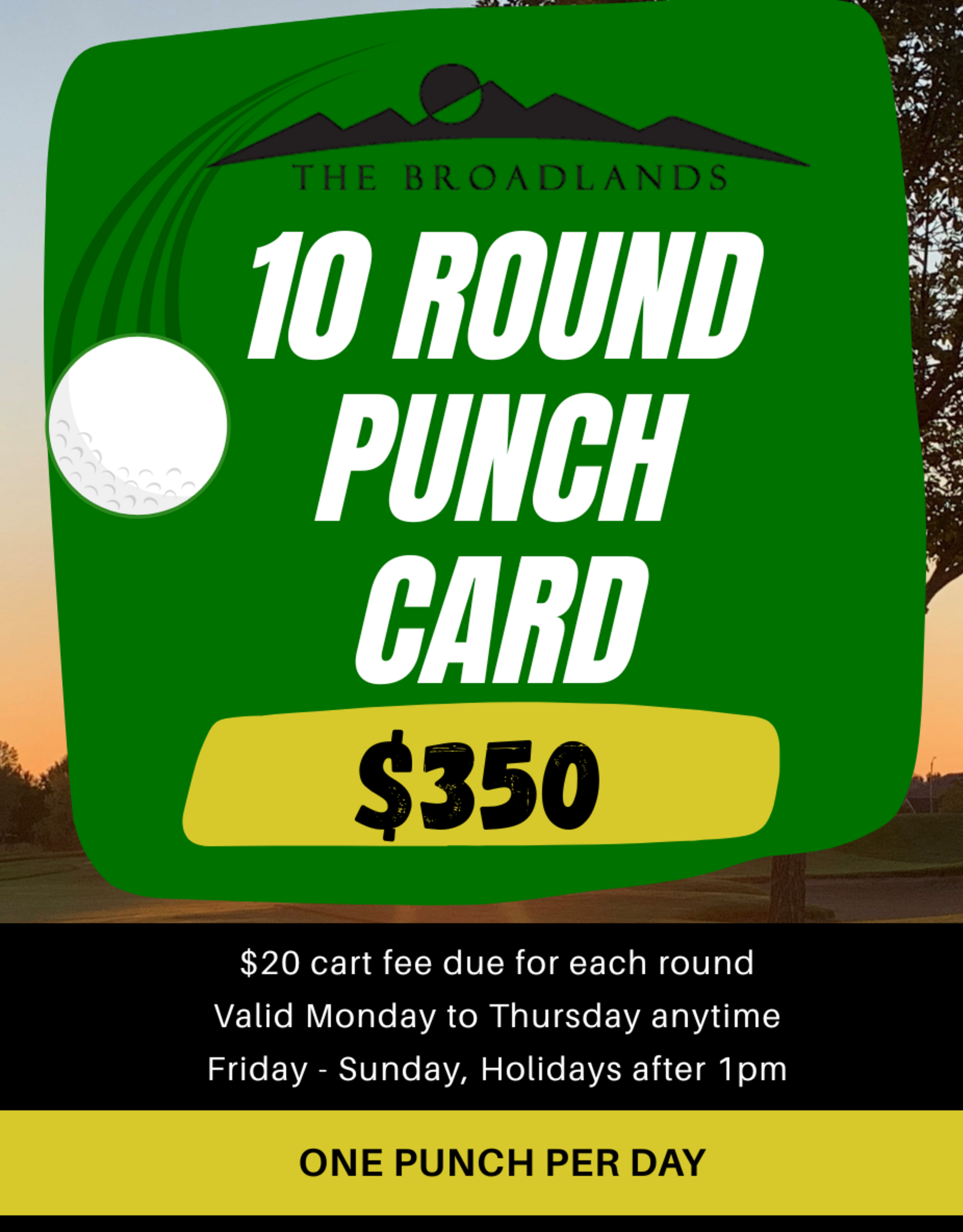 Broadlands Golf Course 2026 10 Round Punch Card
