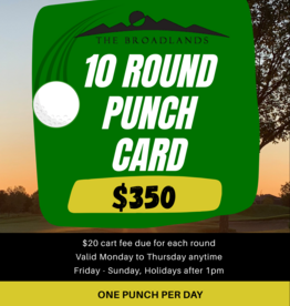 Broadlands Golf Course 2026 10 Round Punch Card