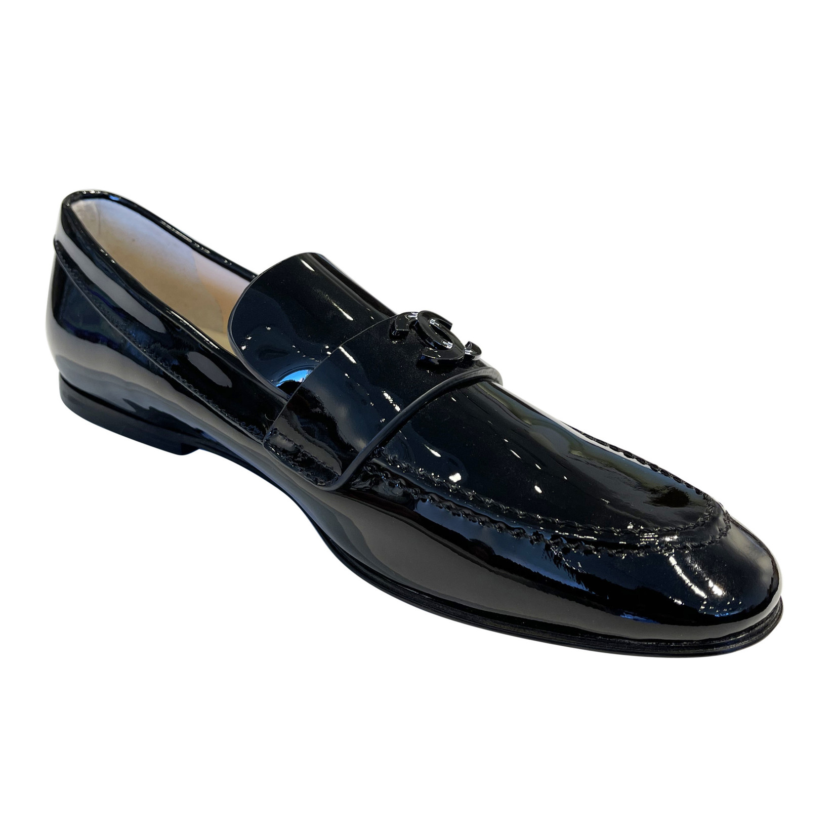 Wyld Blue Chanel Black Vintage Leather Loafers Sz 38C