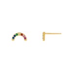 Adinas CZ Rainbow Half Circle Stud Earrings