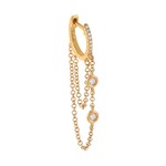 Adinas Diamond Bezel Double Chain Huggie Earring 14K