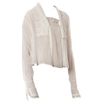 Morphew 1910 White Sheer Cotton Voile Blouse with Squared Collar Trimmed in Rose Filet Lace