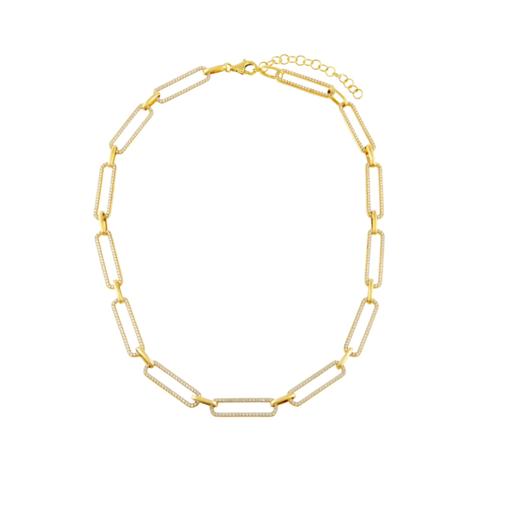 Adinas Full Pave Paperclip Chain Necklace