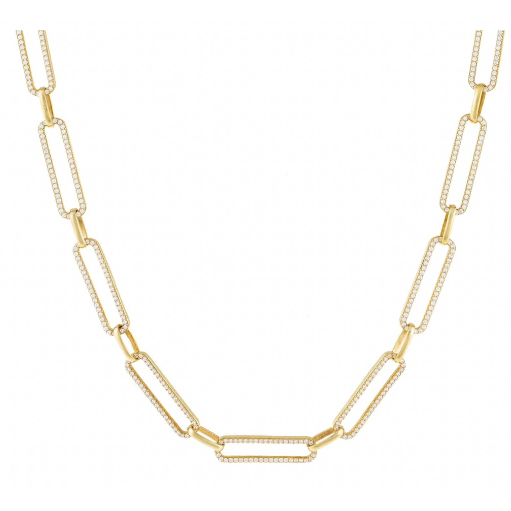 Adinas Full Pave Paperclip Chain Necklace