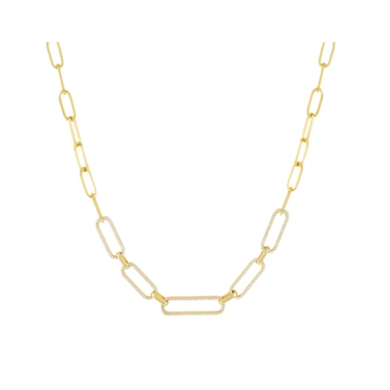 Adinas Half Pave Paperclip Chain Necklace