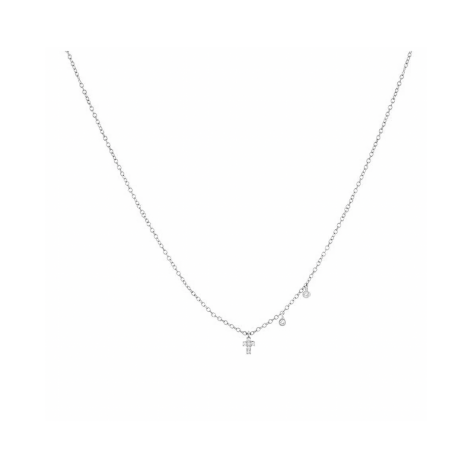 Adinas Tiny Diamond Cross Necklace 14K