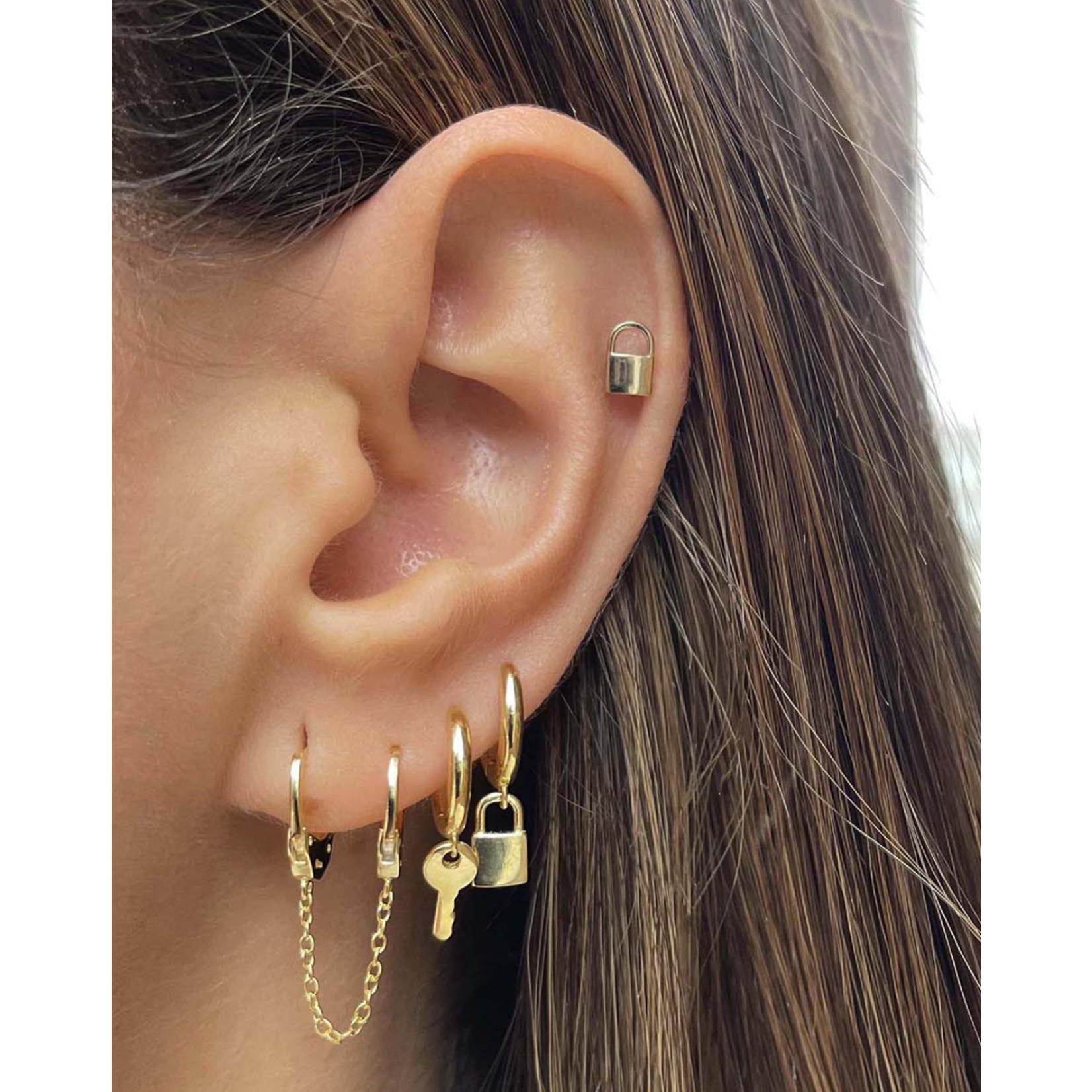 Adinas Lock Stud Earring 14k