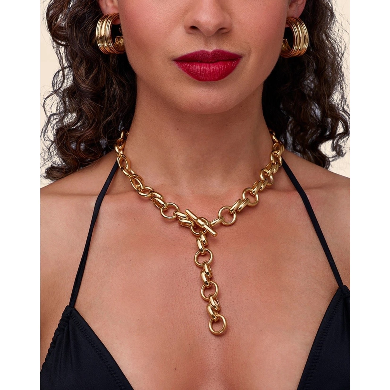Christina Caruso Italian Chain Necklace 14k Gold Plated Brass