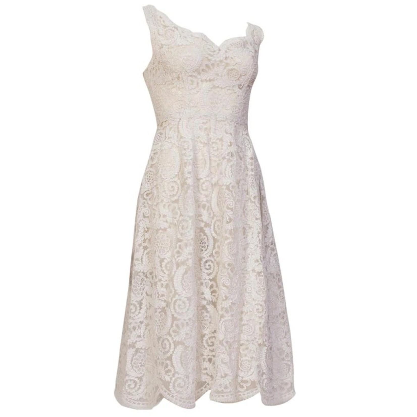 Wyld Blue Vintage 1950s White Couture Grade Lace Dress With Exceptional Hand Finishing